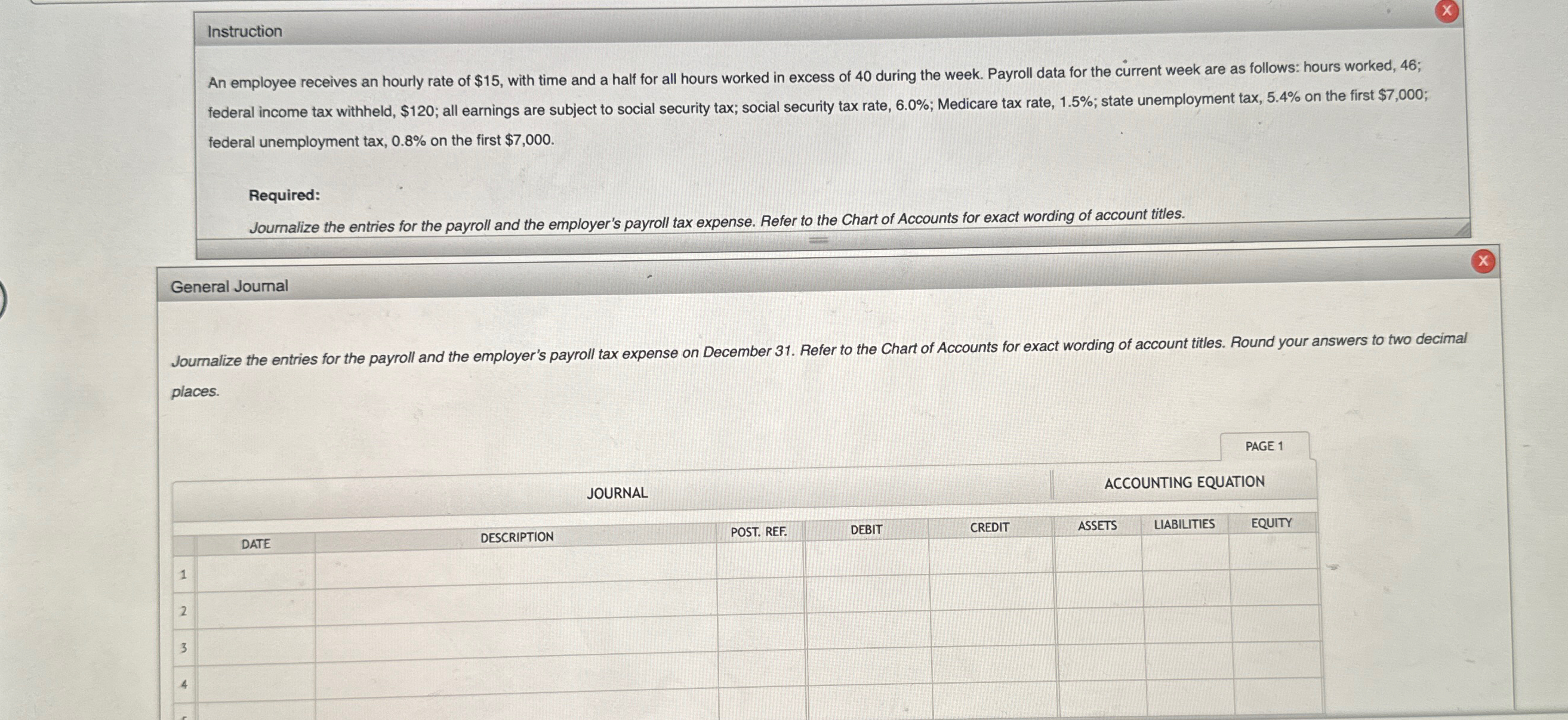 InstructionAn employee receives an hourly rate of | Chegg.com