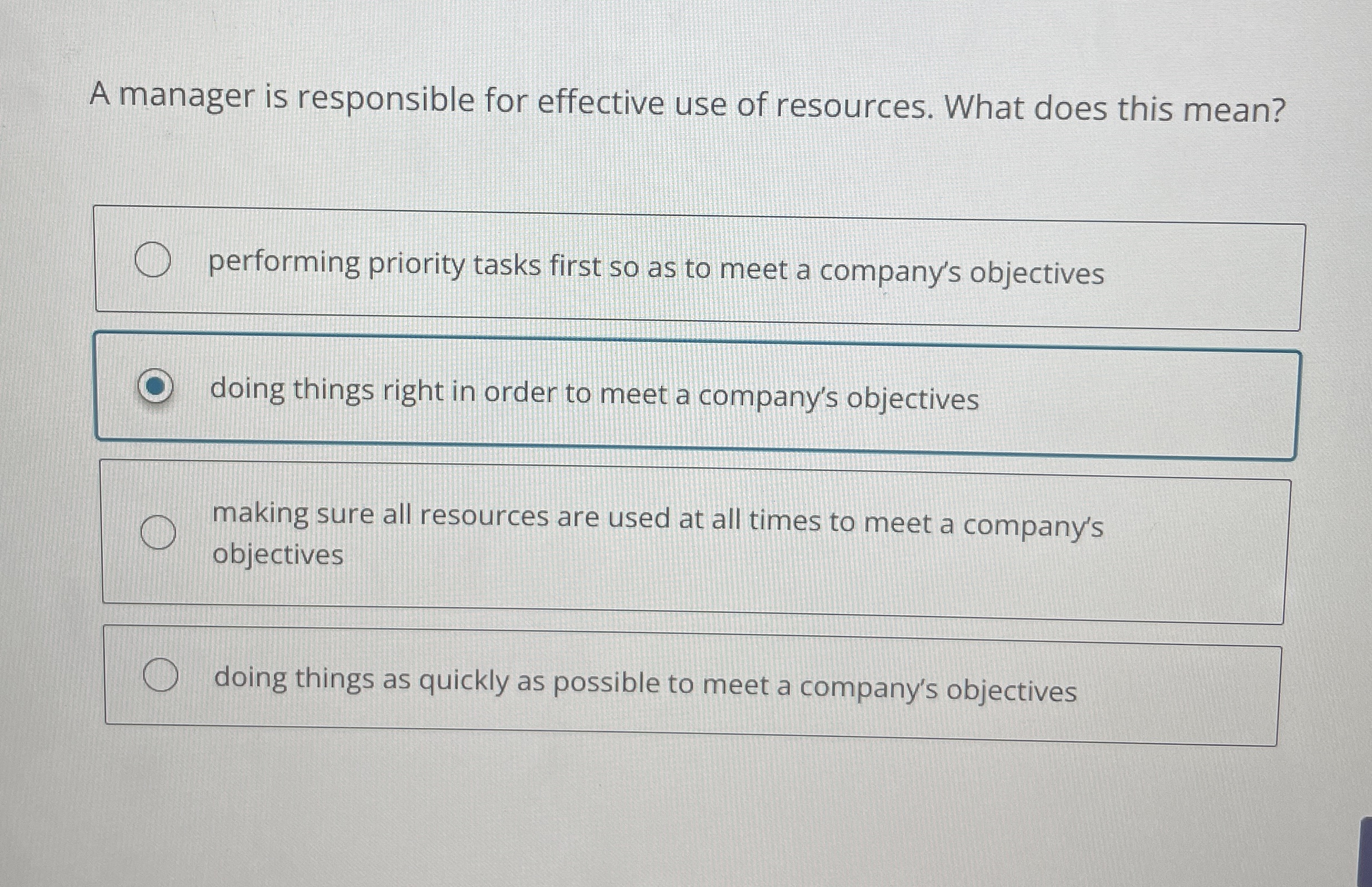 Solved A manager is responsible for effective use of | Chegg.com