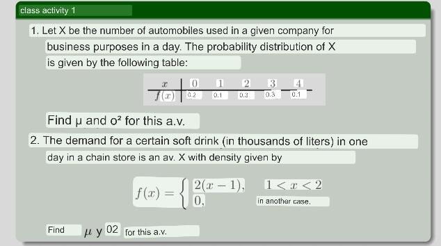 class activity 1 1. Let X be the number of automobiles used in a given company for business purposes in a day. The probabilit