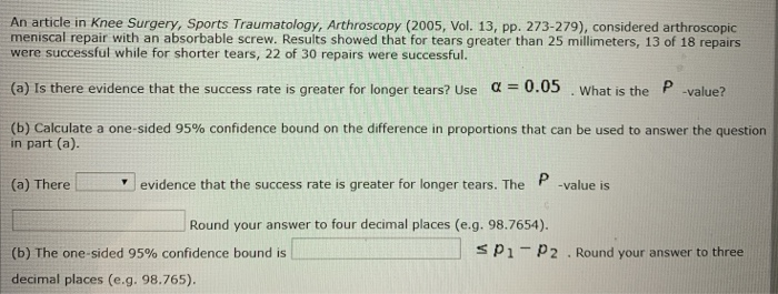 Solved An article in Knee Surgery, Sports Traumatology, | Chegg.com