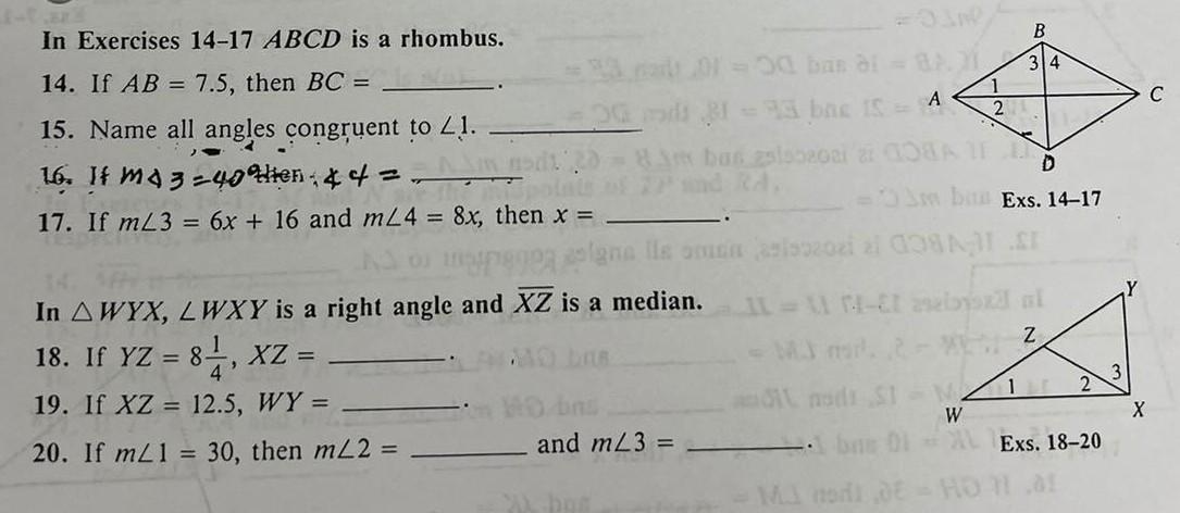 Solved In Exercises 14-17 ABCD Is A Rhombus. 14. If AB=7.5, | Chegg.com