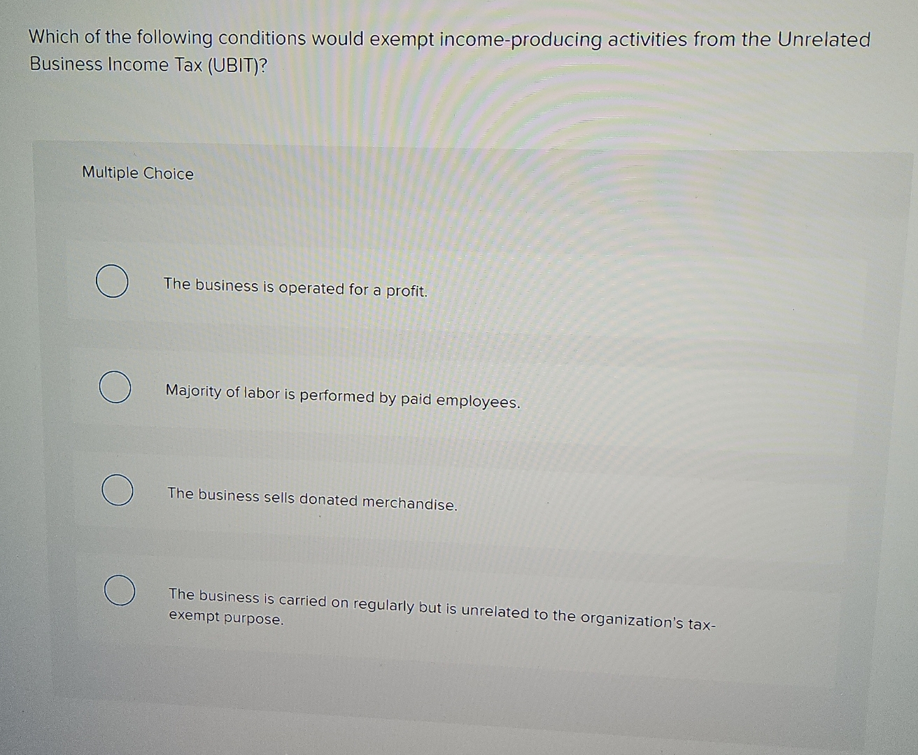 Non Income Producing Activity Solved Which of the following conditions would exempt | Chegg.com