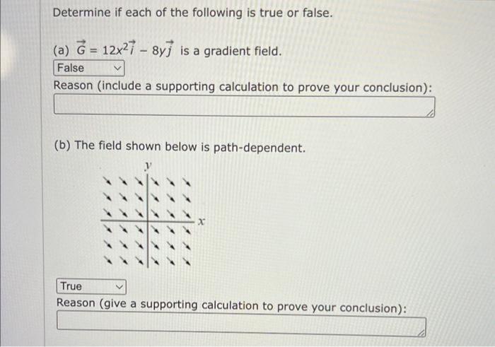 Solved Determine if each of the following is true or false. | Chegg.com