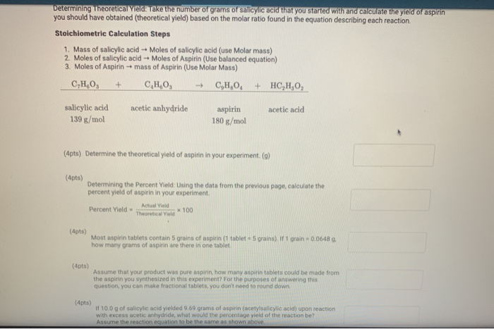 Solved Determining Theoretical Yield Take The Number Of G Chegg Com