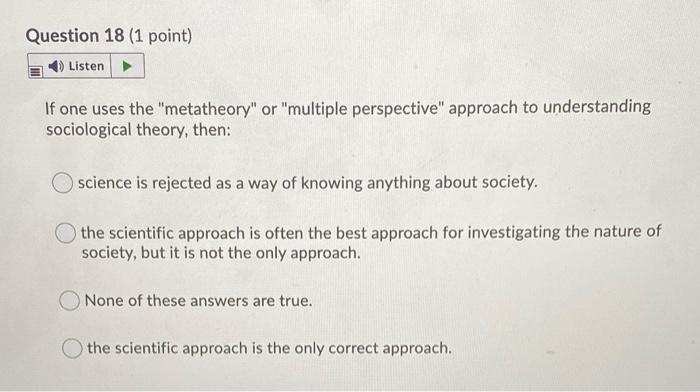 Solved Question 18 (1 Point) Listen → If One Uses The | Chegg.com