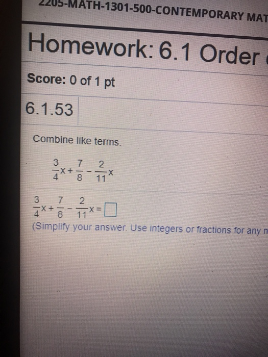 Solved MATH-1301-500-CONTEMPORARY MAT Homework: 6.1 Order | Chegg.com