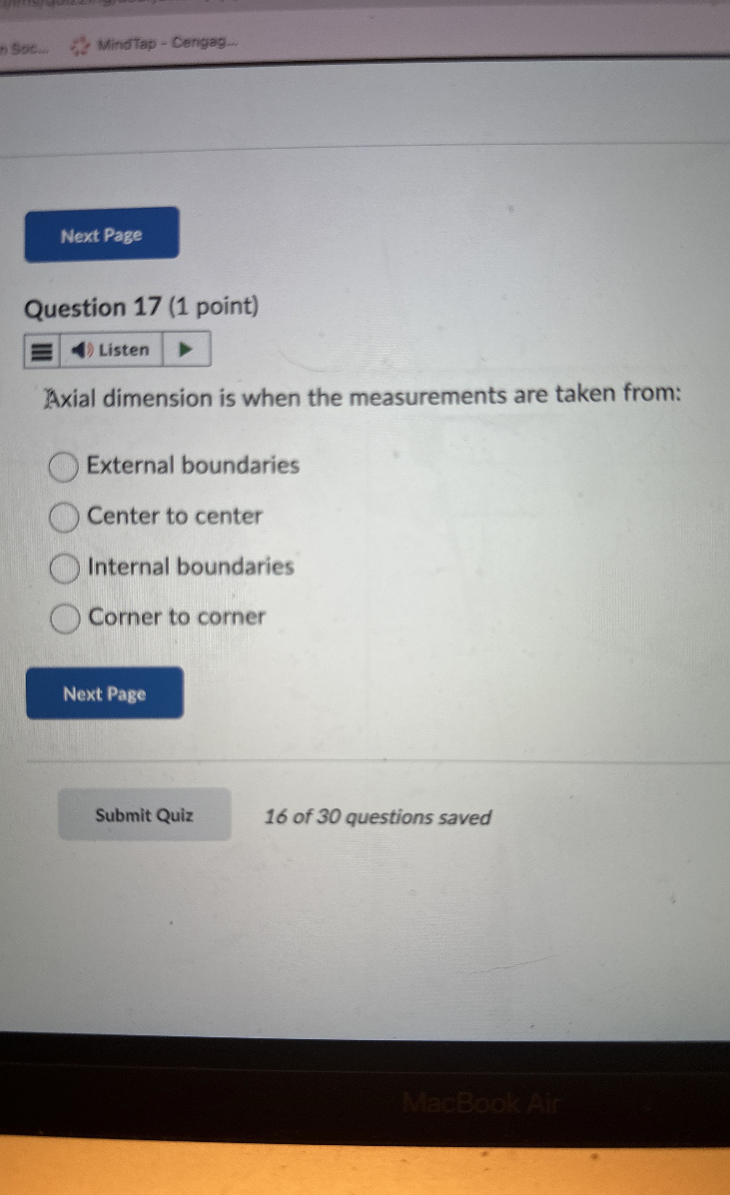 Solved Axial dimension is when the measurements are taken