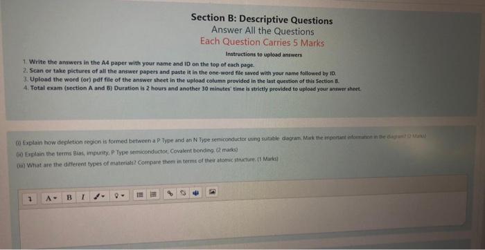 Section B Descriptive Questions Answer All The Chegg Com