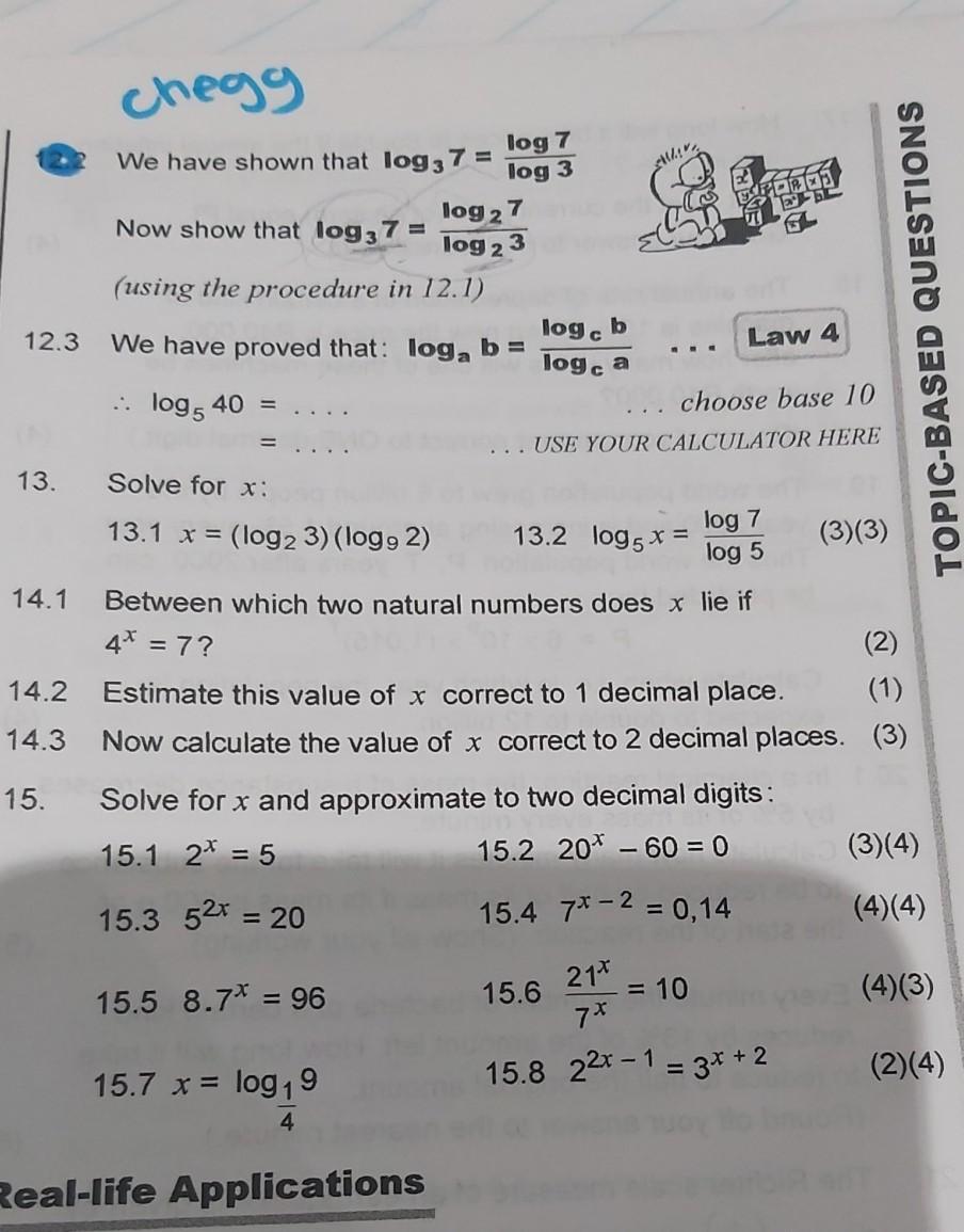 Solved chegg log 7 log 3 All GE 12.3 We have shown that log | Chegg.com
