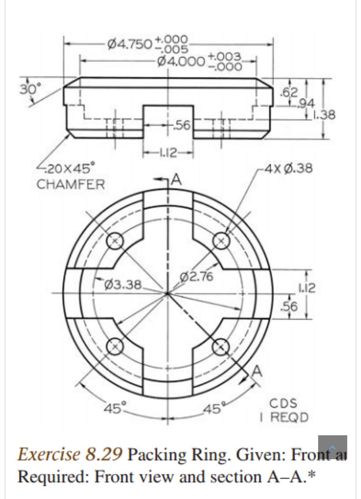 Solved Exercise 8.29 ﻿Packing Ring. Given: Front al | Chegg.com