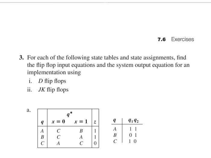 Solved 3 For Each Of The Following State Tables And State