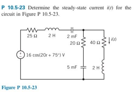 Solved P 10.5-23 Determine the steady-state current i(t) for | Chegg.com