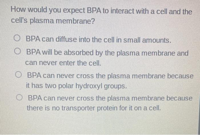 Solved How Would You Expect BPA To Interact With A Cell And | Chegg.com