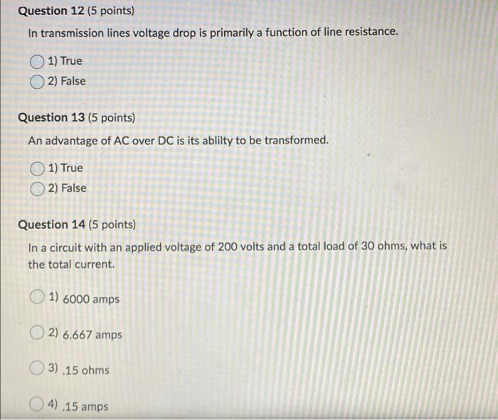 Solved Question 12 (5 points) In transmission lines voltage