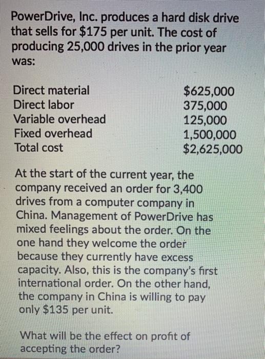 Solved PowerDrive, Inc. produces a hard disk drive that