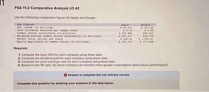 Solved FSA 11-2 Comparative Analysis LO A1 Use the following | Chegg.com