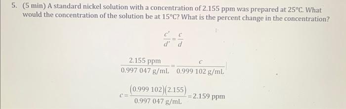 Solved 5. (5 Min) A Standard Nickel Solution With A 