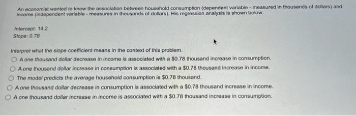 Solved An economist wanted to know the association between | Chegg.com