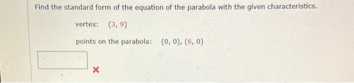 how to find standard form of a parabola with two points