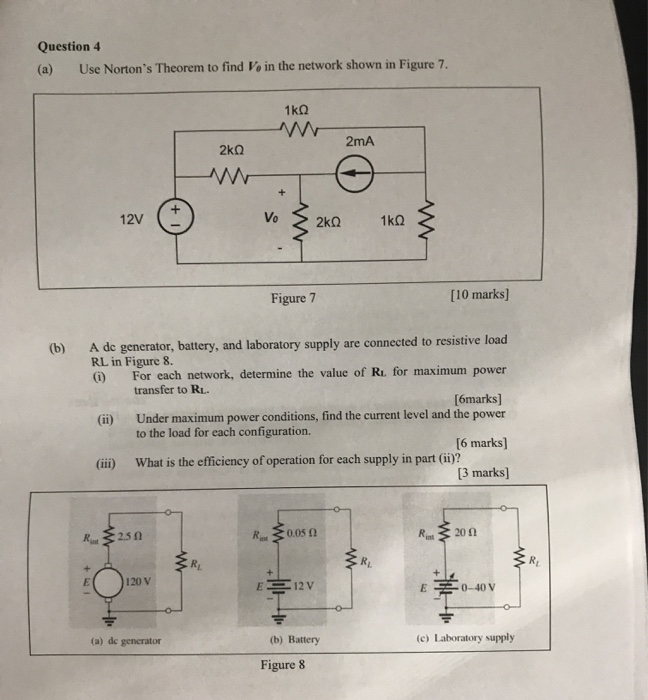 Solved Question 4 (a) Use Norton's Theorem To Find V. In The | Chegg.com