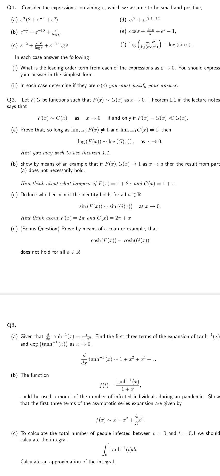 Solved Q1. Consider the expressions containing ε, which we | Chegg.com