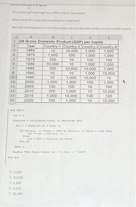 Solved Current Attempt in Progress The following Excel image | Chegg.com