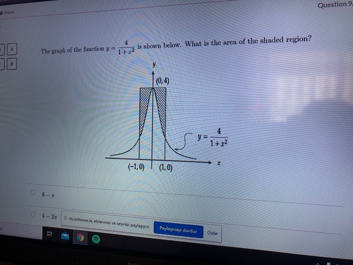 Solved Question 9 The graph of the function y = is shown | Chegg.com