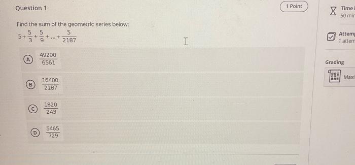 Solved Question 1 Find the sum of the geometric series | Chegg.com