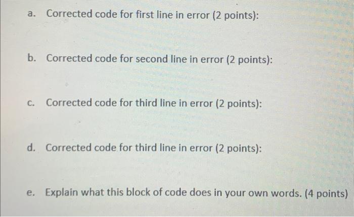 Solved Complete question #11 below. Fix the 4 errors in the | Chegg.com
