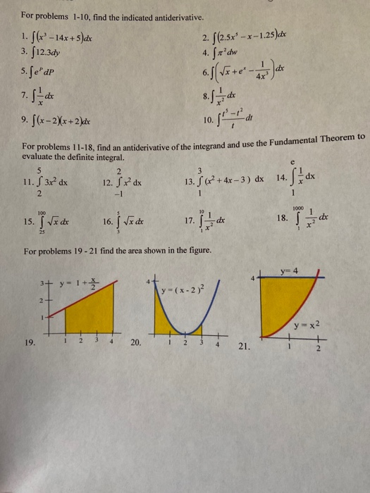 Solved For Problems 1 10 Find The Indicated Antiderivative 1577