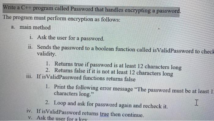 Solved Write a C++ program called Password that handles | Chegg.com