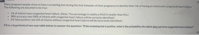 Solved Many pregnant people chose to have a screening test | Chegg.com