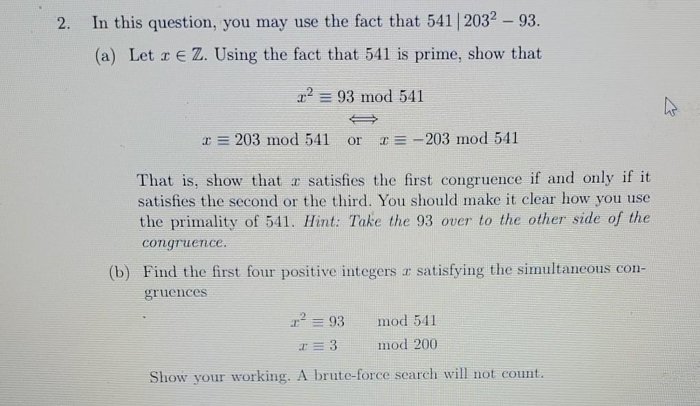 Solved 2. In this question, you may use the fact that | Chegg.com