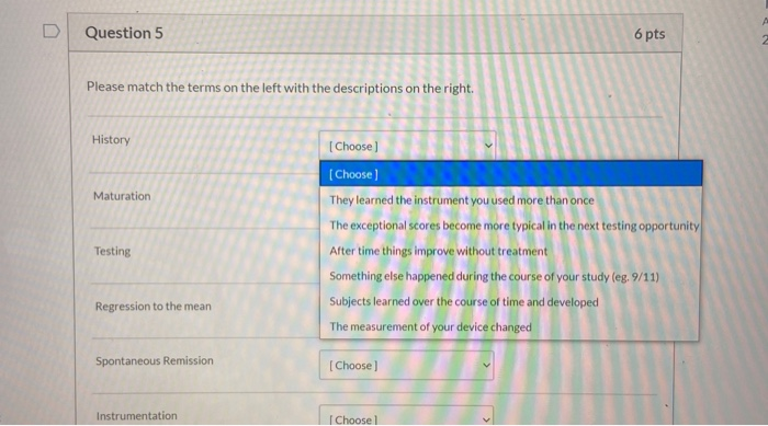 Solved Question 5 6 pts Please match the terms on the left | Chegg.com