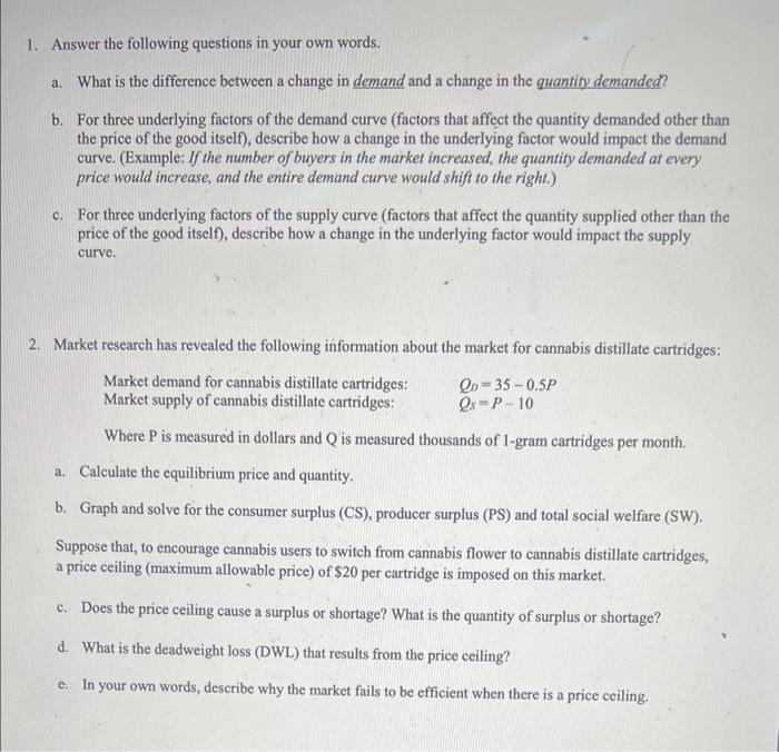 Solved 1. Answer the following questions in your own words. | Chegg.com