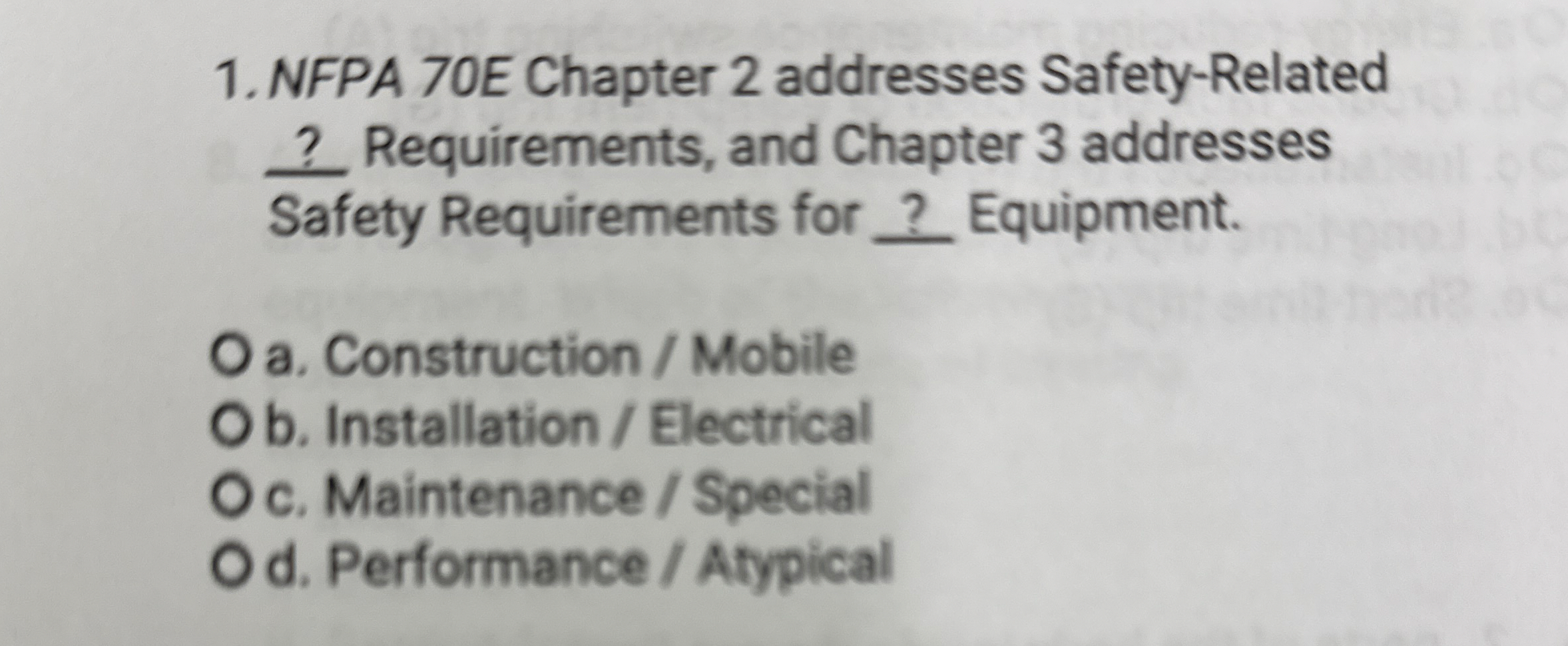 Solved NFPA 70E Chapter 2 ﻿addresses Safety-Related ? | Chegg.com