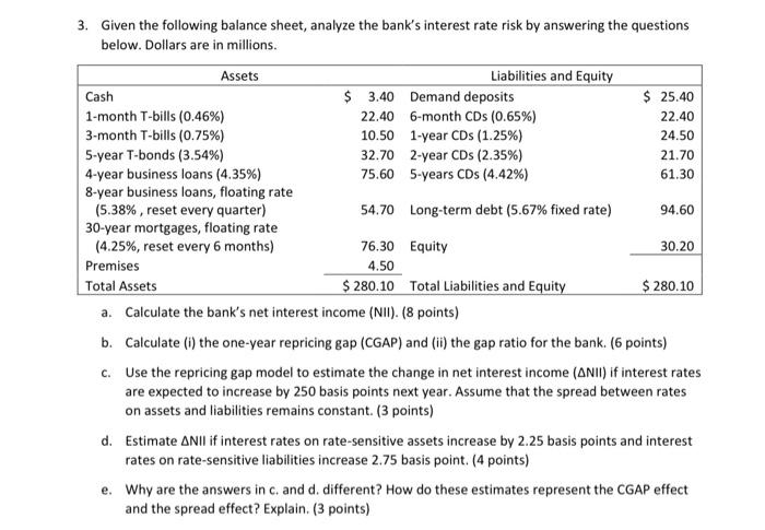 3. Given The Following Balance Sheet, Analyze The | Chegg.com