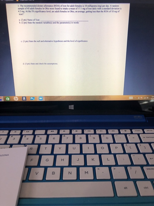 Solved 3. The recommended detary allowance (RDA) of iron for | Chegg.com