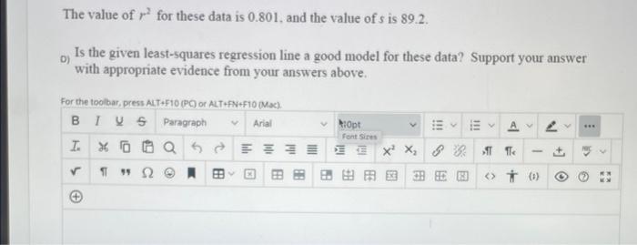 Solved L. The table and scatterplot below show the | Chegg.com