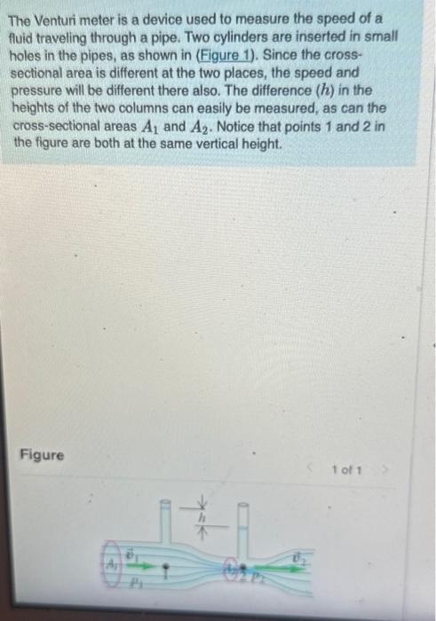 Solved The Venturi meter is a device used to measure the | Chegg.com