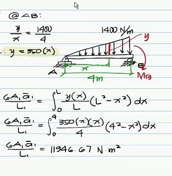 @B:
? 1400
?
4
· : Y = 350 (x)
A
4m
MB
GA, al
00:= 102(x) (12-13) dx
?
L
4
GA, a
350 (xXx) (42_x2) dx
=
?
D
4
GA = 11946.67 