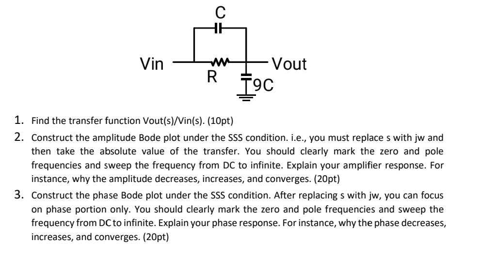 Solved 1. Find the transfer function Vout(s)/Vin(s). (10pt)