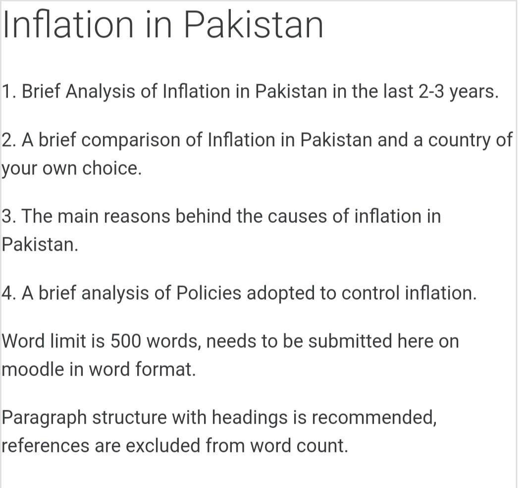 essay inflation in pakistan