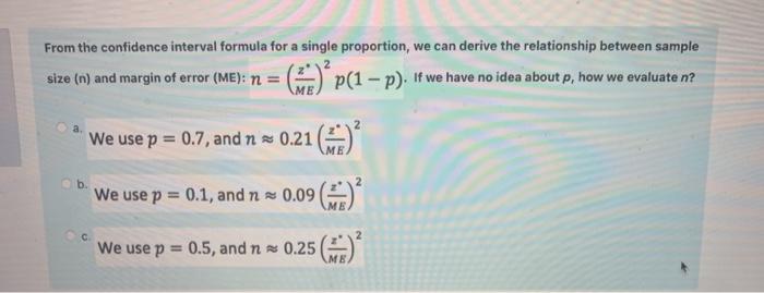 Solved From the confidence interval formula for a single | Chegg.com