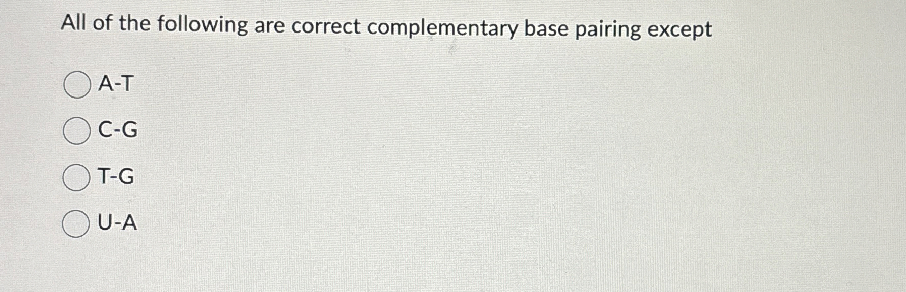Solved All of the following are correct complementary base | Chegg.com