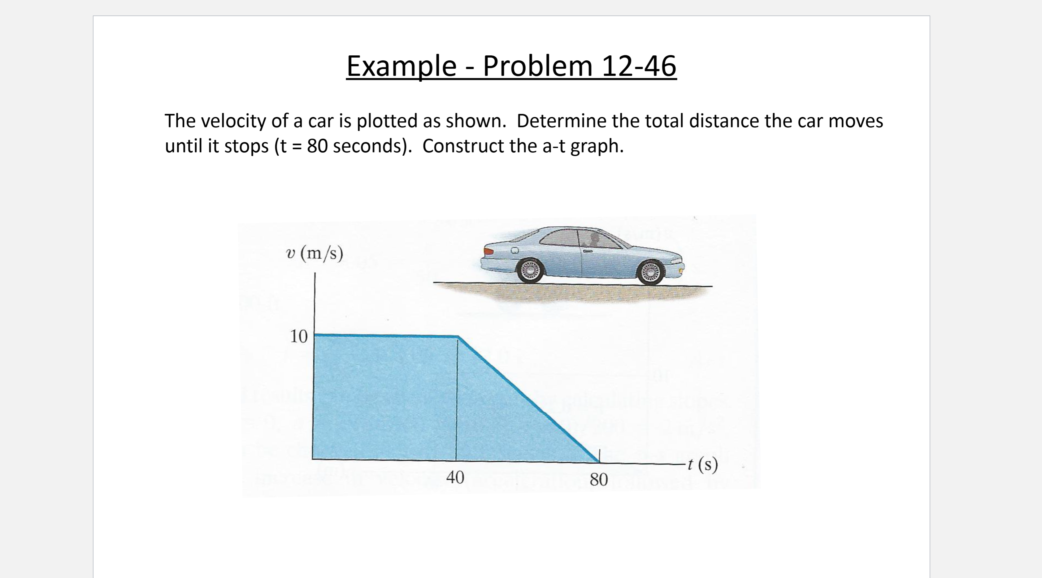 Sample Problem For Velocity Solved Example - Problem 12-46 The velocity of a car is | Chegg.com