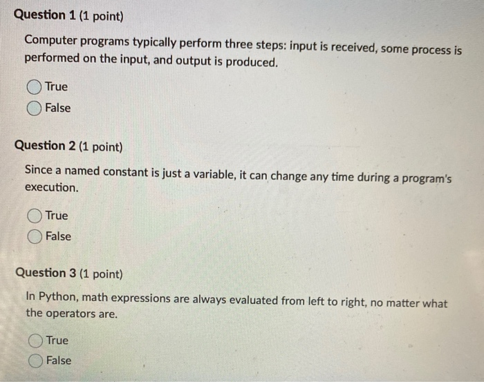 Solved Question 1 (1 point) Computer programs typically | Chegg.com