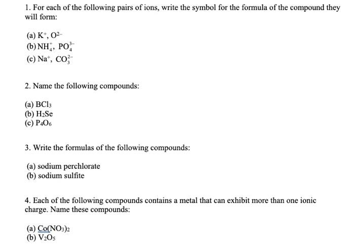 Solved 1. For each of the following pairs of ions, write the | Chegg.com