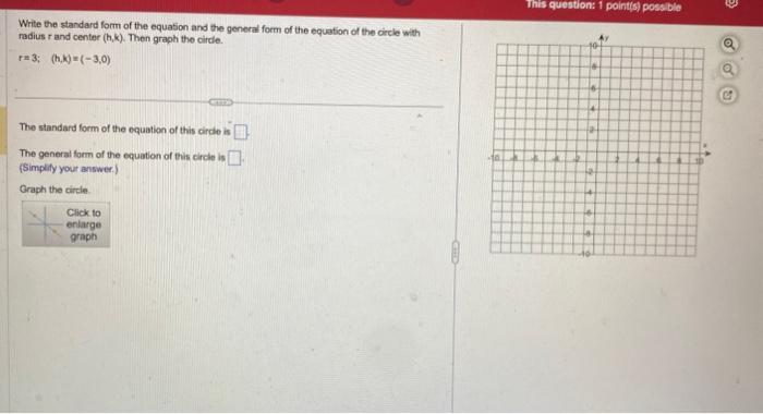 Solved Write the standard form of the equation and the | Chegg.com