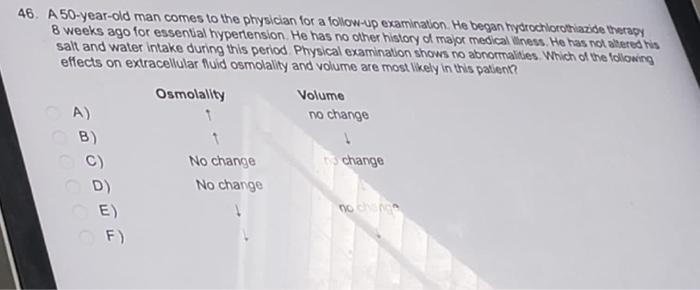 Solved 46. A 50 -year-old man comes to the physician for a | Chegg.com